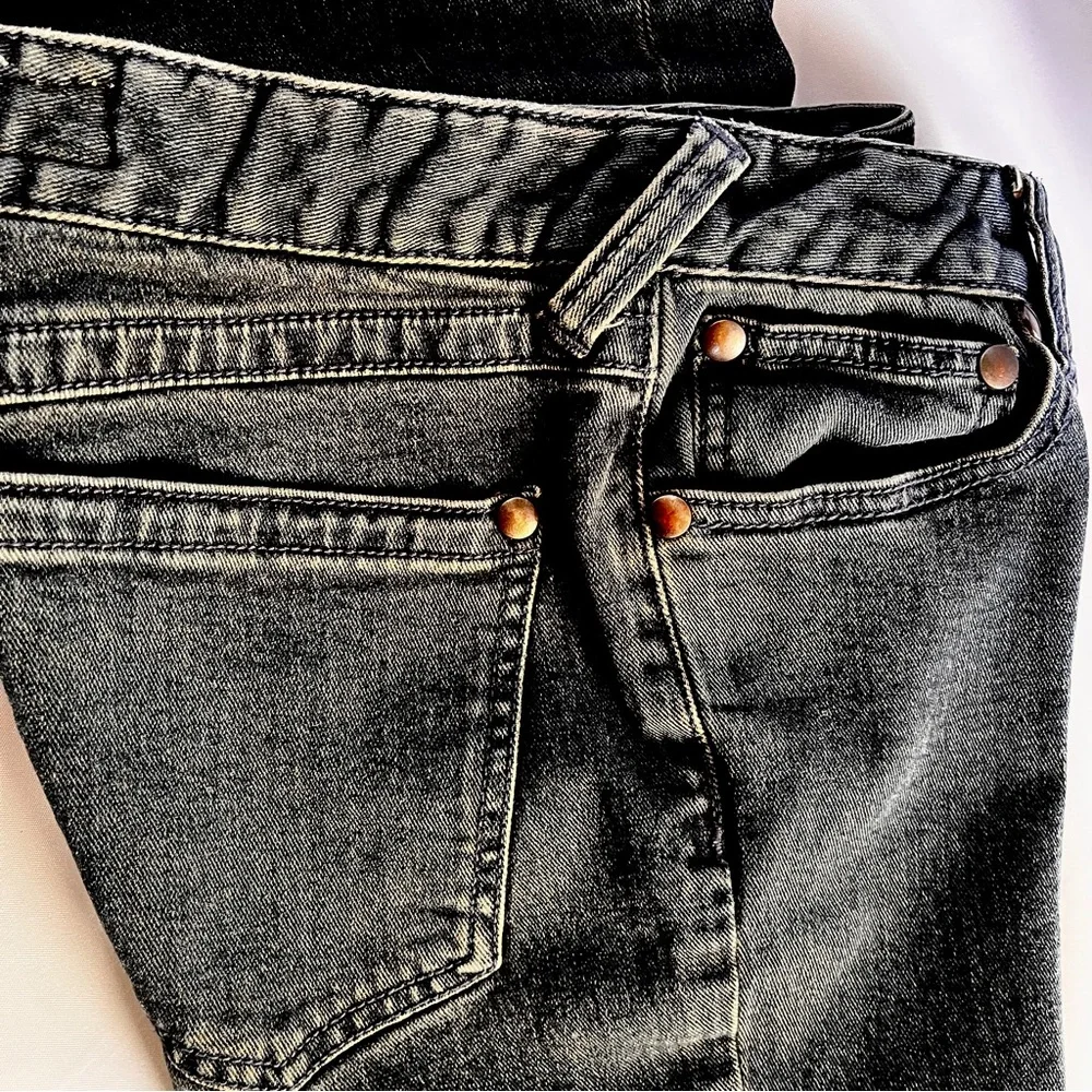 Free People Jeans Womens 27 (27x32) Black Mid Rise Flare Bell Bottom Hippie READ - Picture 6 of 9